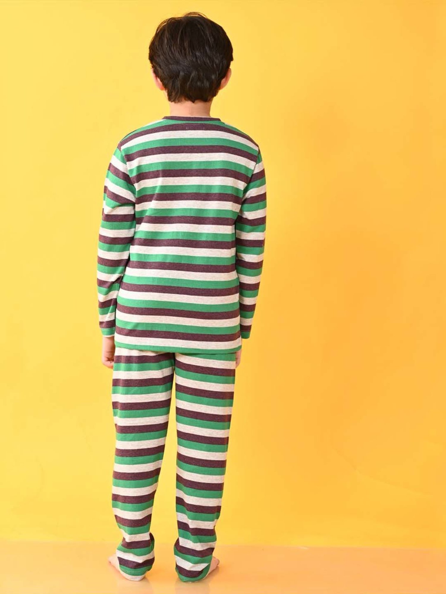 Anthrilo Kids Multicolour Cotton Striped Full Sleeves T-Shirt & Trouser