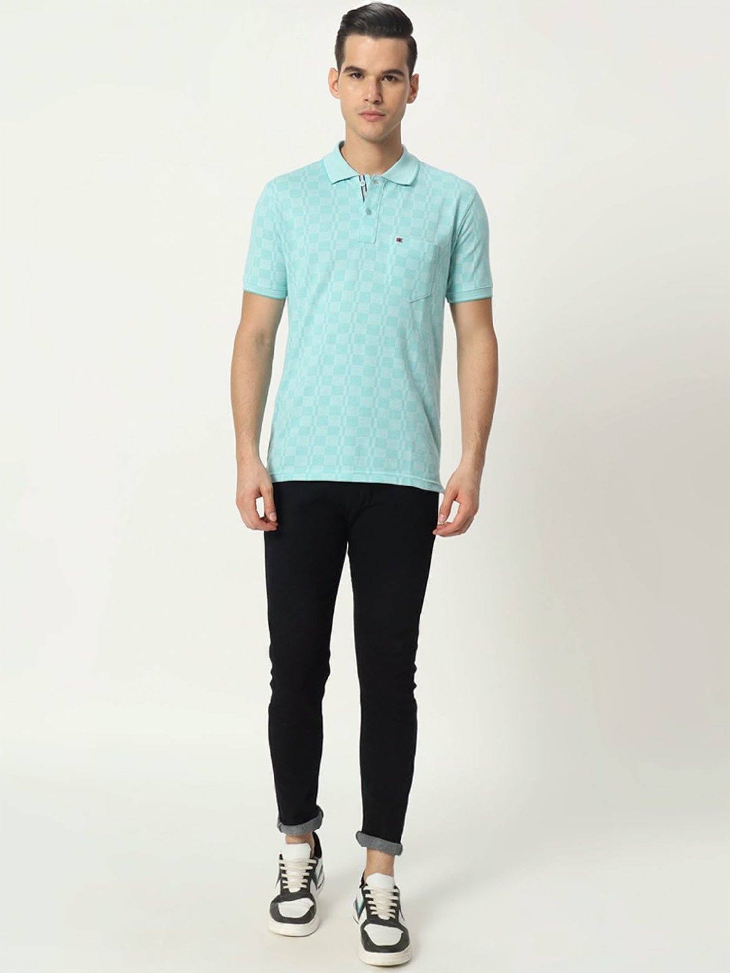 Tab91 Green Regular Fit Printed Polo T-Shirts