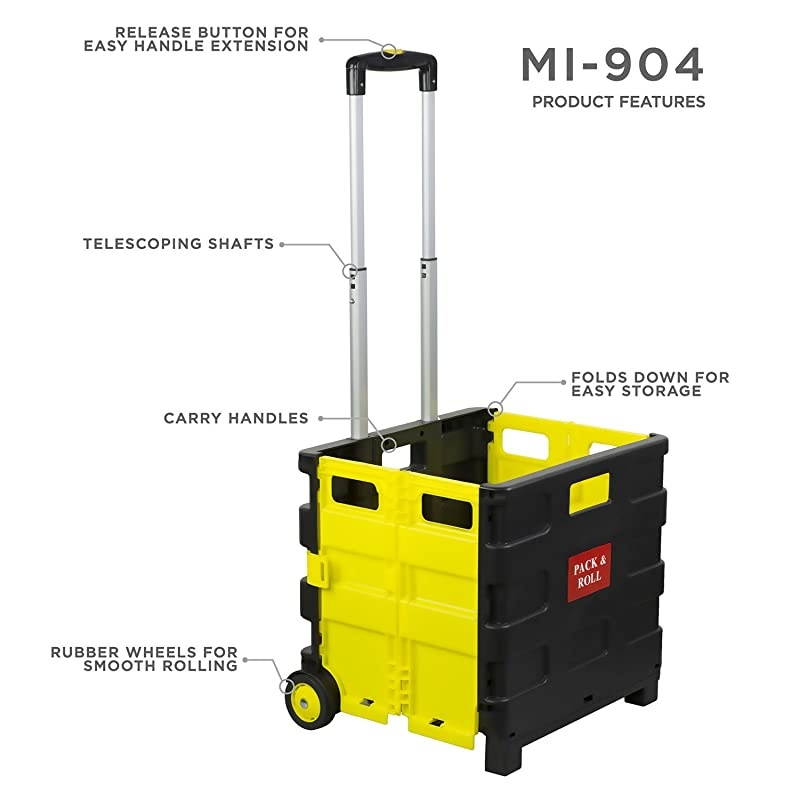 Rolling Utility Cart Folding and Collapsible Hand Crate on Wheels 55 lbs Capacity