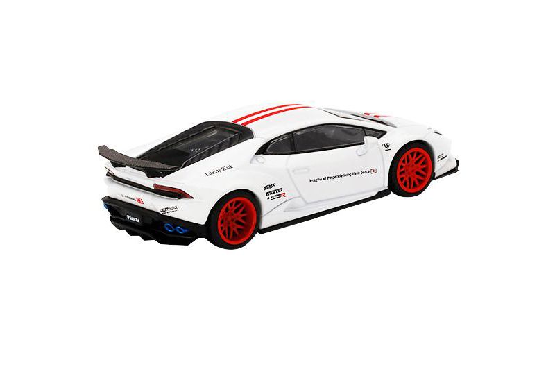 Lamborghini Huracan Version 1 LB Works White with Red Stripes Limited Edition to 2400 pieces Worldwide 1/64 Diecast Model Car by True Scale Miniatures