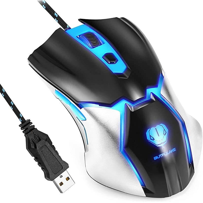 MouseUSB Wired PC Mice 3200 DPI with 4 Adjustable Levels Comfortable Ergonomic Grip Design with Blue LED 6 Programmable Buttons for PCNotebook MacBookWindowsVista Linux Blue
