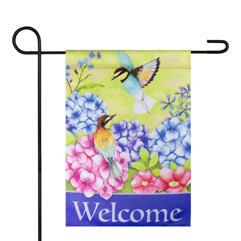 Northlight Welcome Floral Hummingbird Outdoor Garden Flag 12.5" x 18"