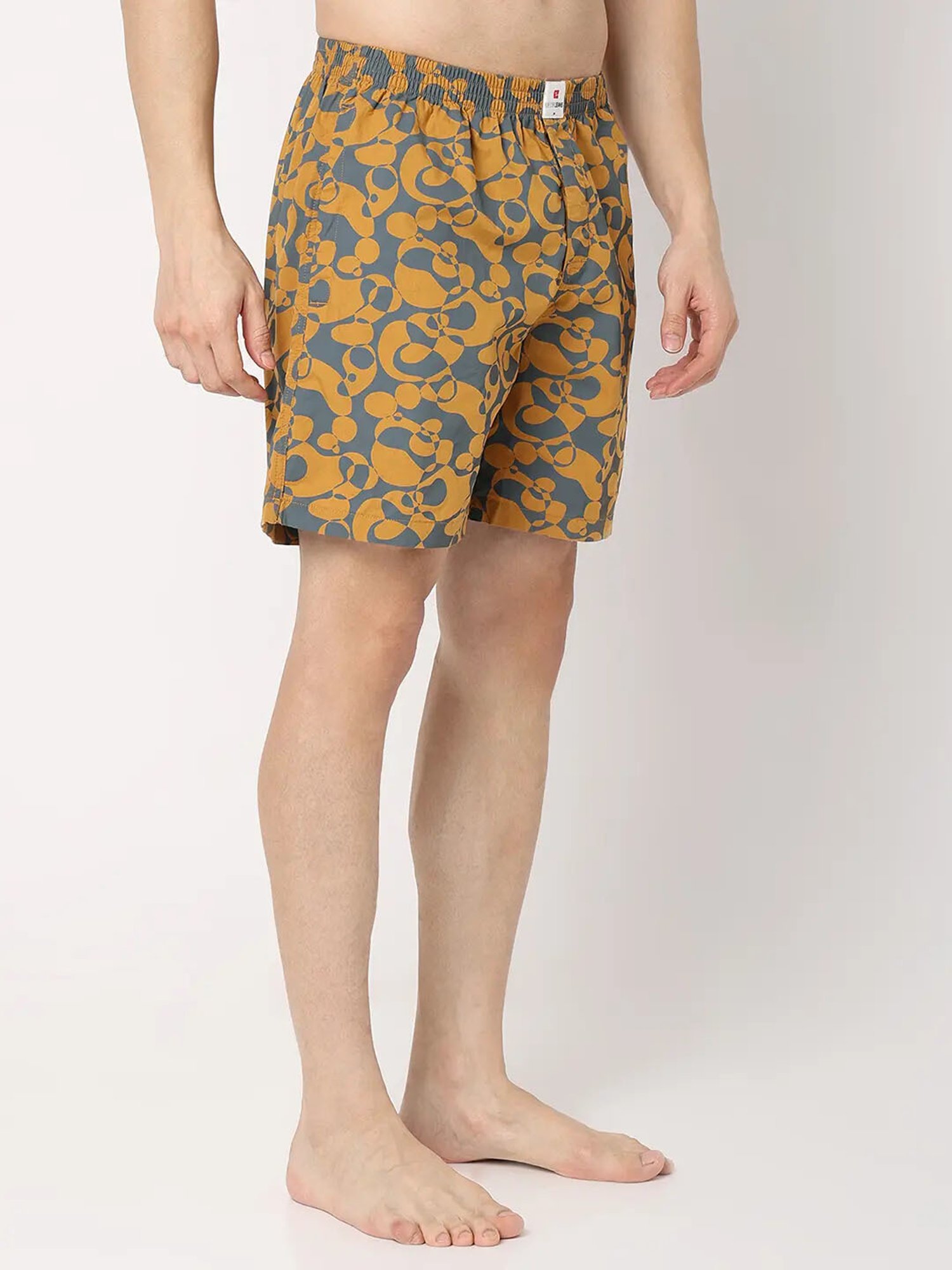 UnderJeans by Spykar Yellow Printed Boxer Shorts