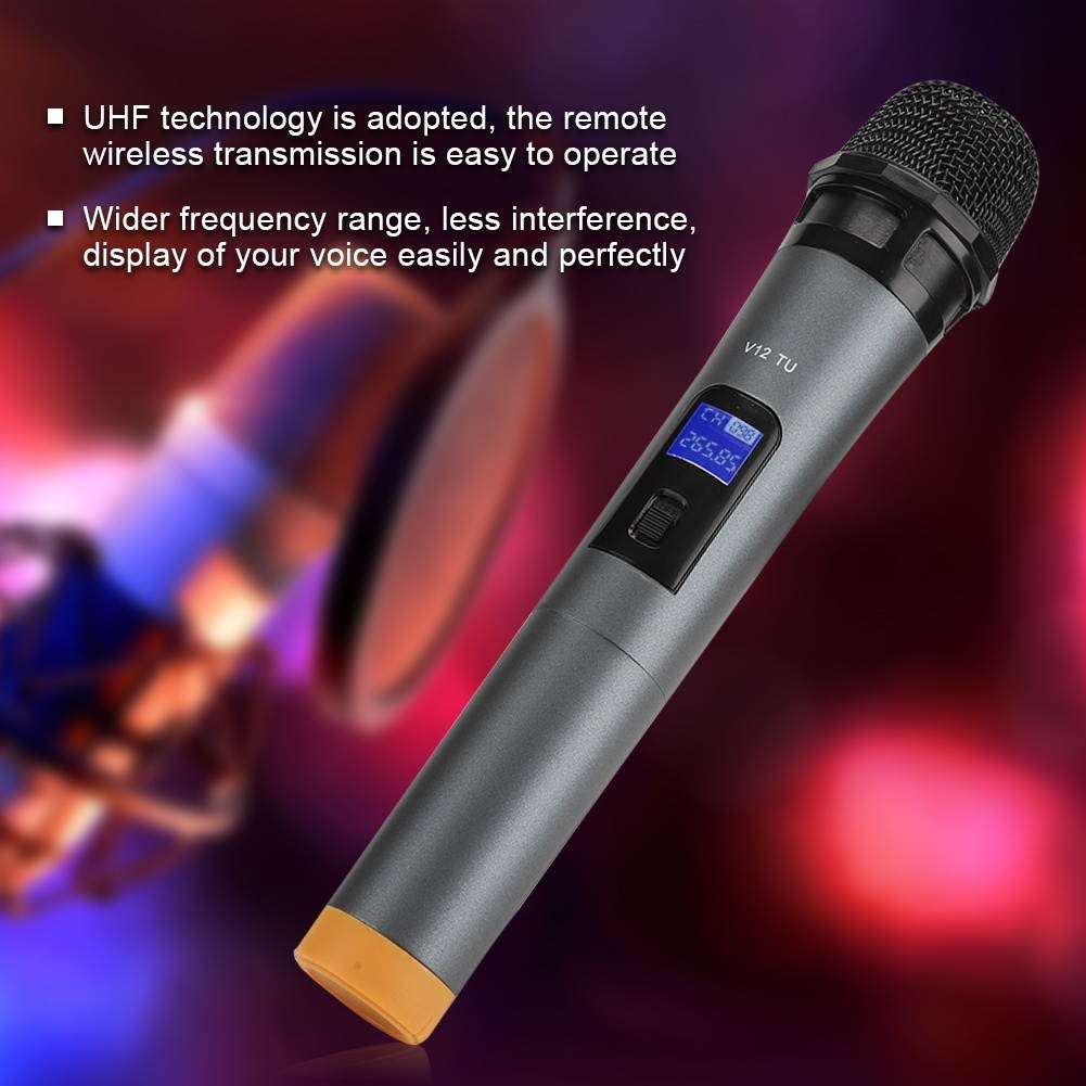 UHF Wireless Microphone Handheld Mic w/ Receiver For Karaoke Recording Speech