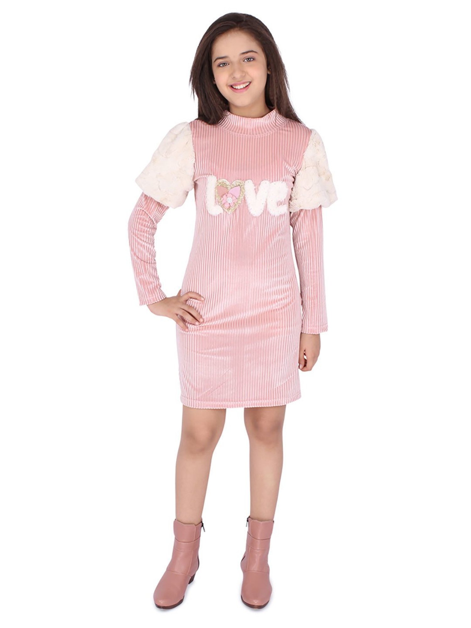 Cutecumber Kids Peach Solid Dress