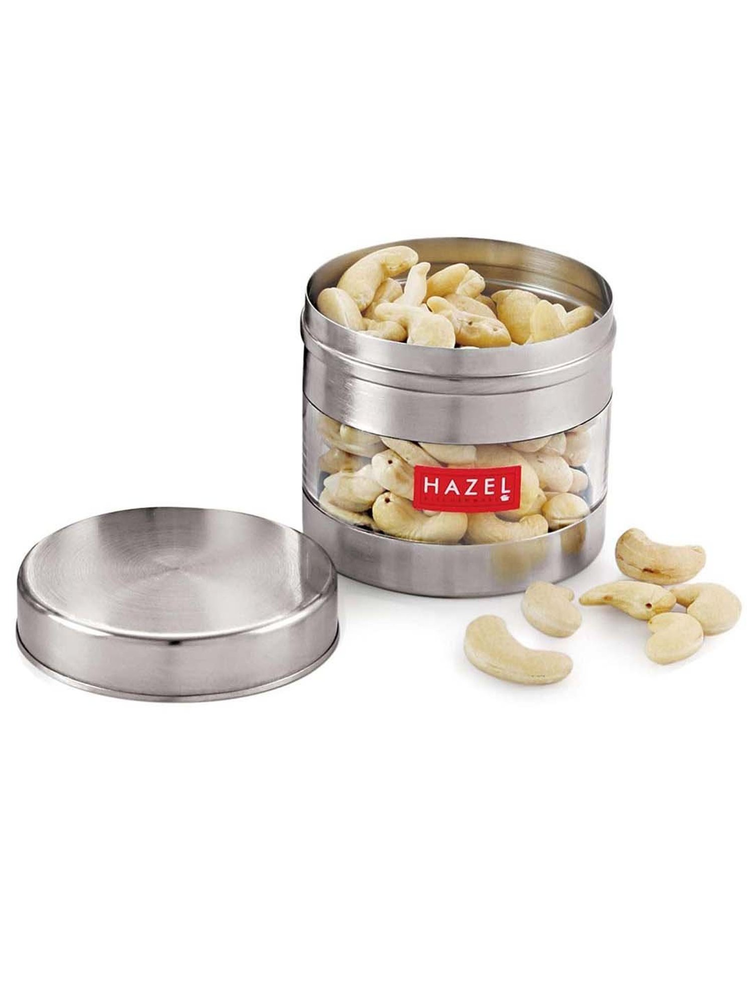 HAZEL Silver Stainless Steel Storage Container (500 ml) - Set of 1