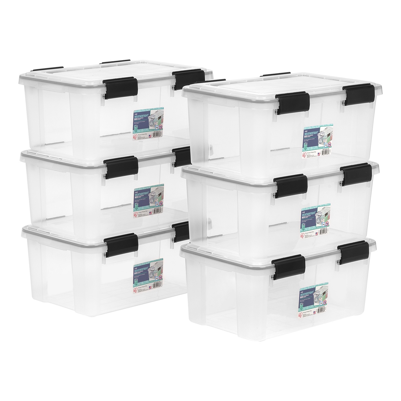 IRIS 19 Quart WEATHERTIGHT&reg; Storage Box, 6 Pack, Clear