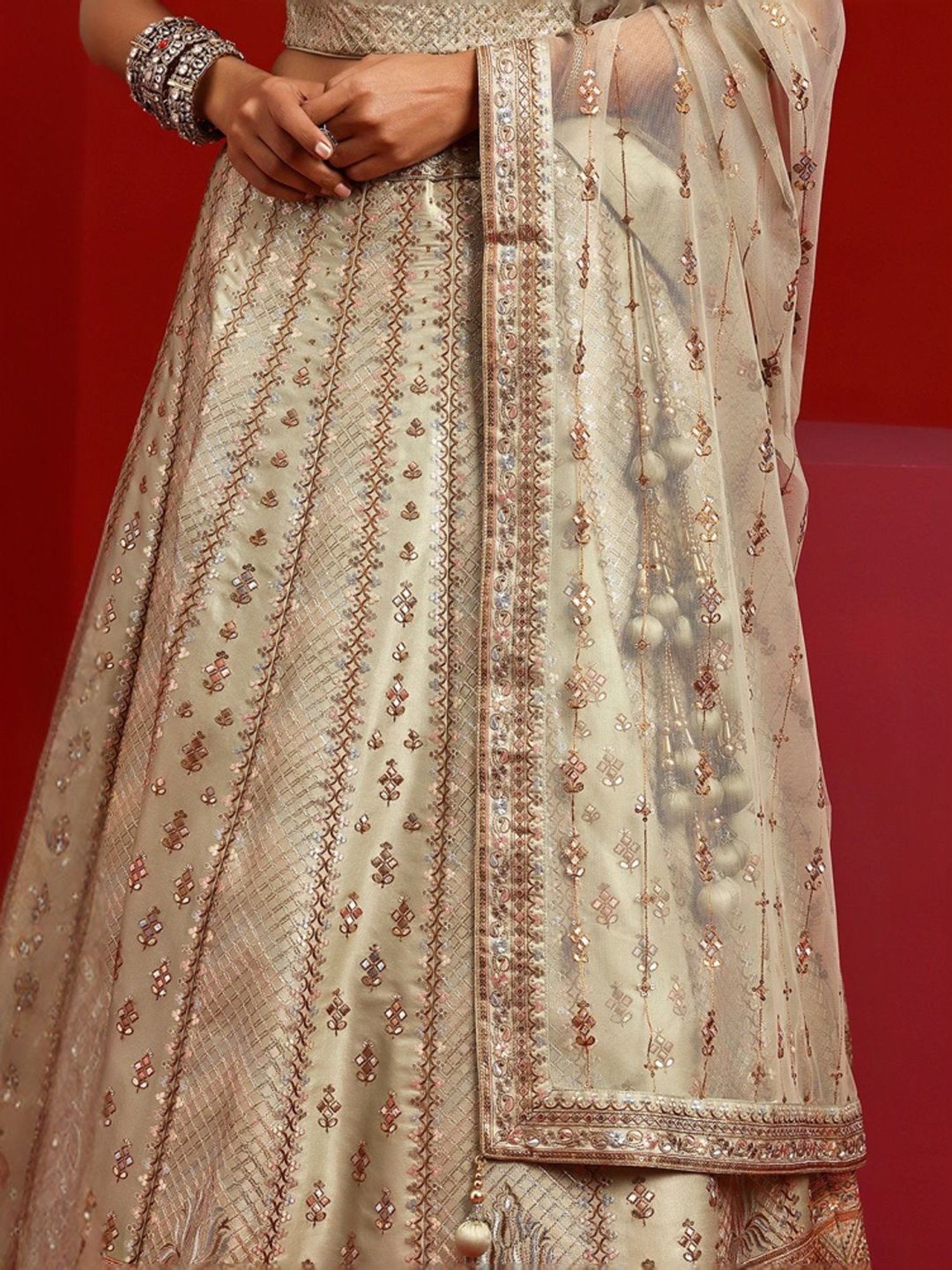 Libas Art Green Embroidered Lehenga Choli Set With Dupatta