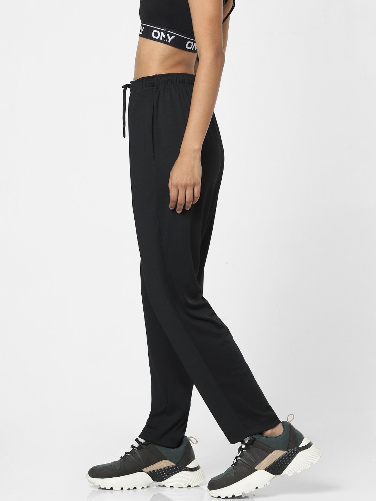 Only Black High Rise Track Pants