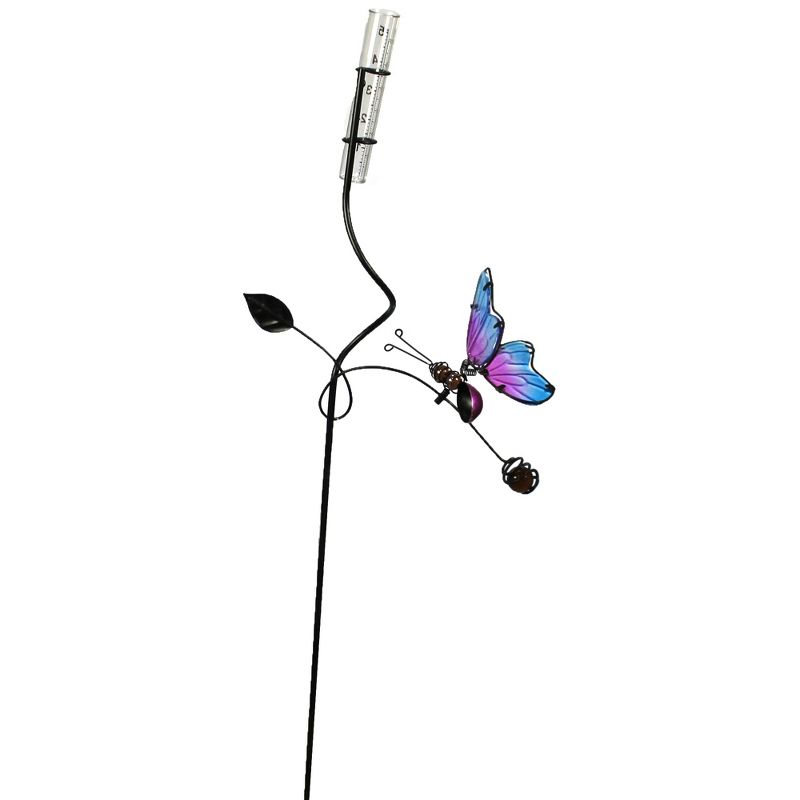 Home & Garden 32.0" Butterfly Rain Gauge. Measure Yard Decor Regal Art & Gift  -  Decorative Garden Stakes