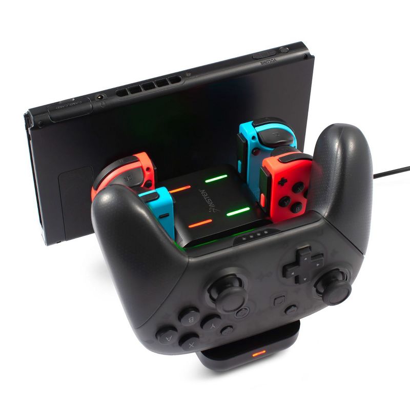 Insten 6-in-1 Charging Station For Nintendo Switch Console, Joycon & Pro Controller, with LED Indicator, Fast USB-C Charger Dock Stand