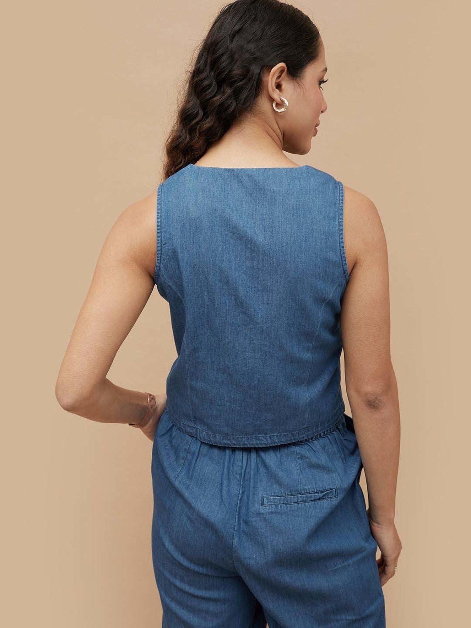 Code by Lifestyle Blue Regular Fit Waist Coat