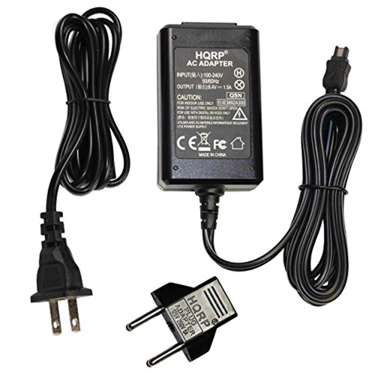 hqrp replacement ac adapter/charger for sony handycam dcr-dvd7, dcr-dvd92 camcorder with usa cord & euro plug adapter