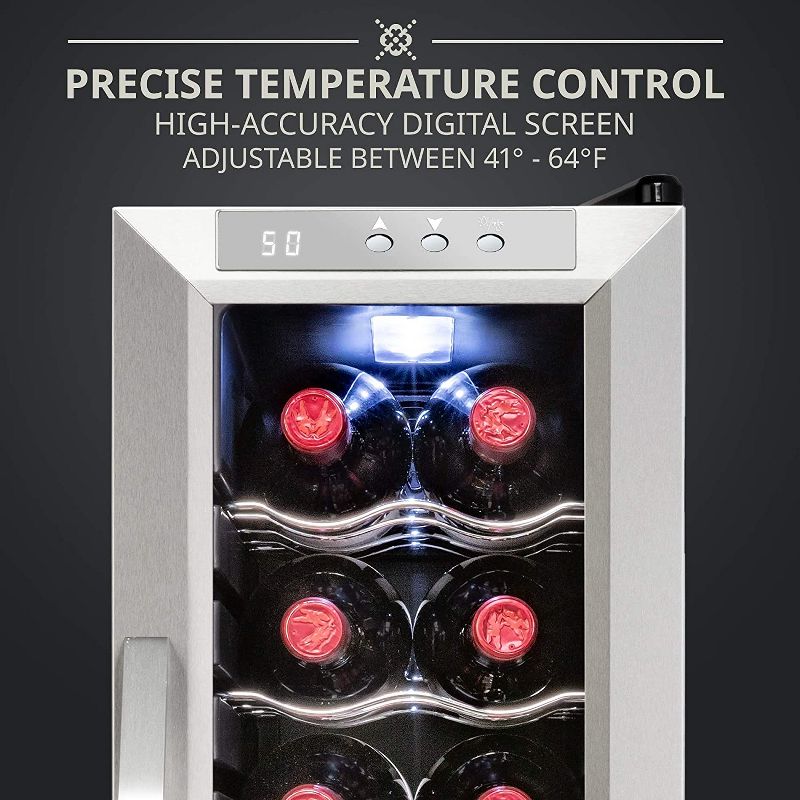 Ivation 12-Bottle Compressor Freestanding Wine Cooler Refrigerator - Stainless Steel