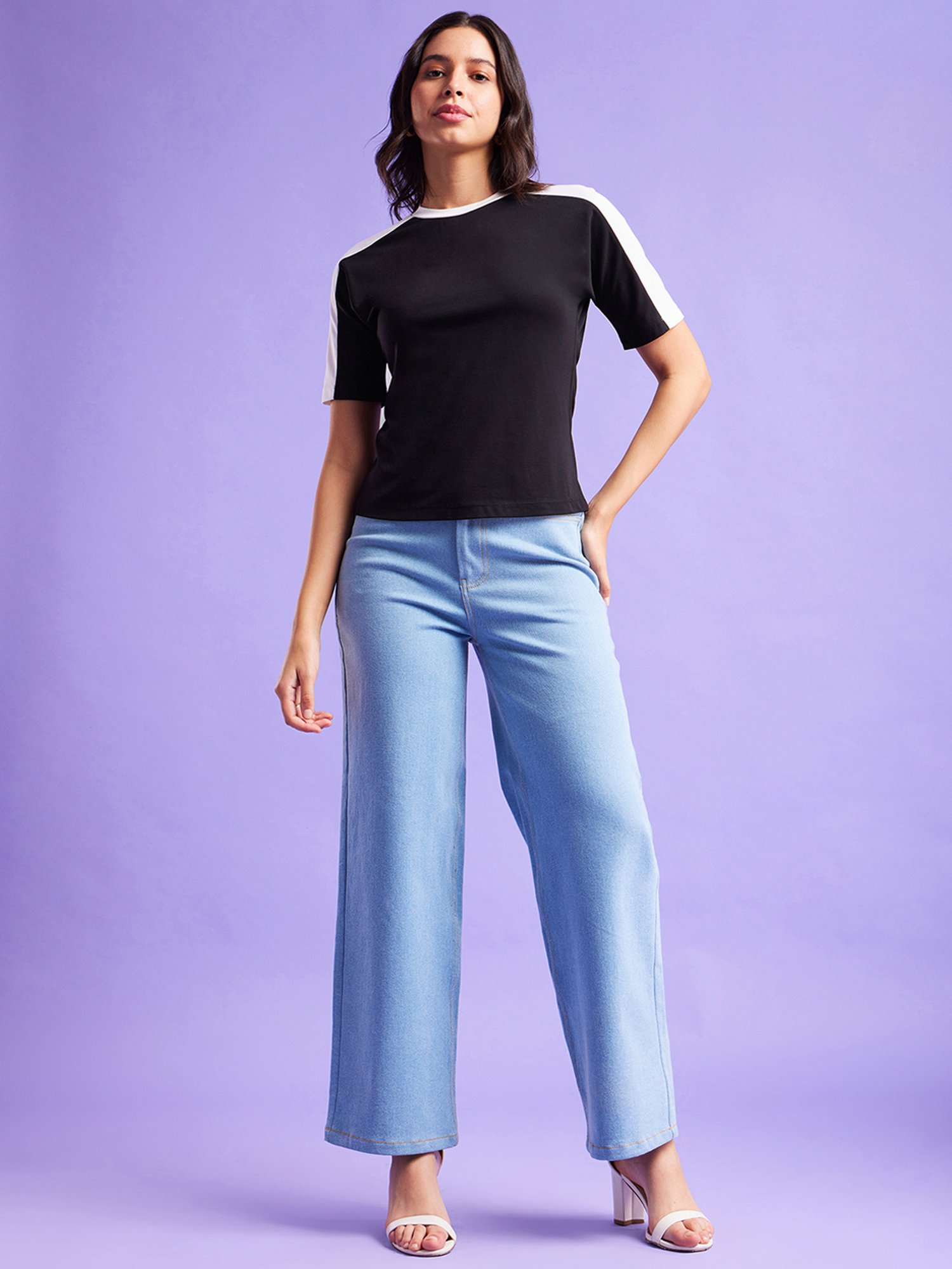 Fablestreet Black & White Color-Block Top