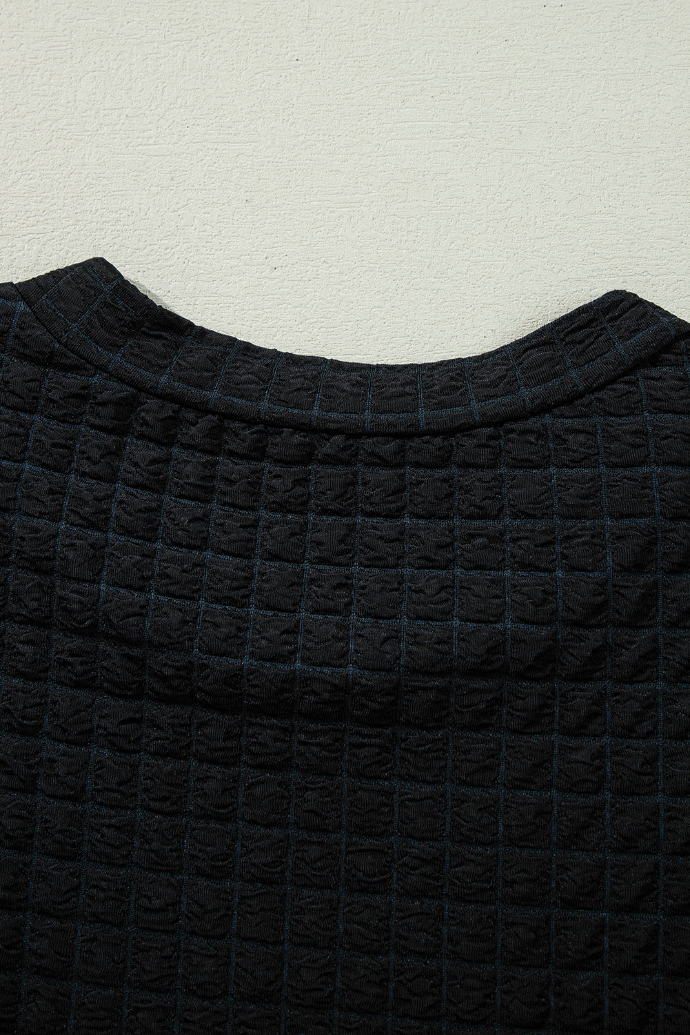 Green Solid Color Quilted Long Sleeve Top and Wide Leg Pants Set