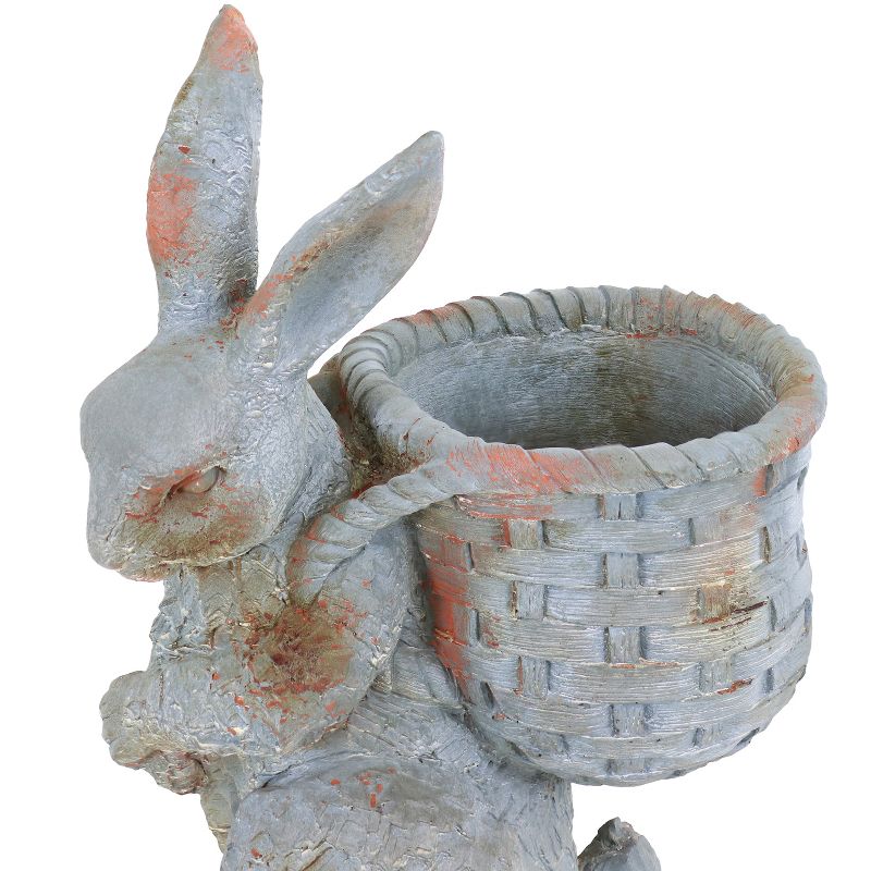 Sunnydaze 17" Roman the Carrot Collector Rabbit Indoor/Outdoor Statue Figurine - Patio, Lawn and Garden Decoration