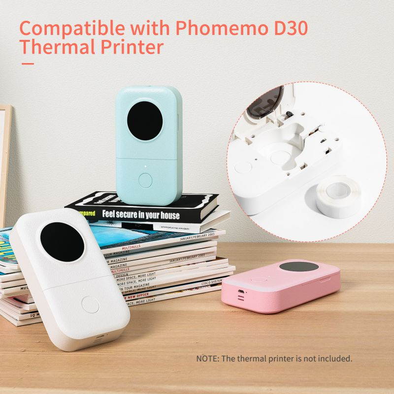 Aibecy Cable Label Paper Self-Adhesive Thermal Paper Roll 12.5*74+35mm 65sheets/roll Compatible with Phomemo D30 Thermal Printer for Home Office Organization