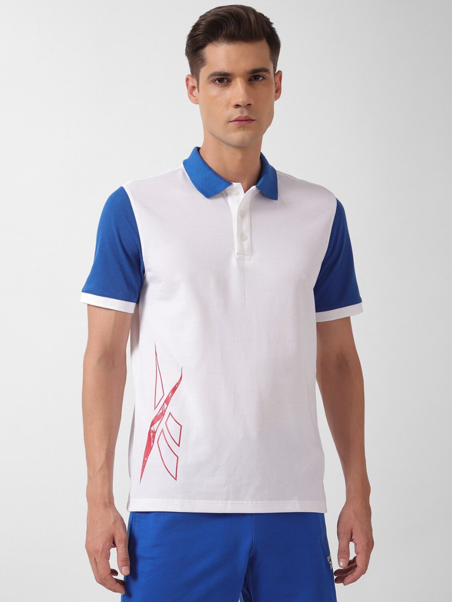 Reebok White Regular Fit Sports Polo T-Shirt
