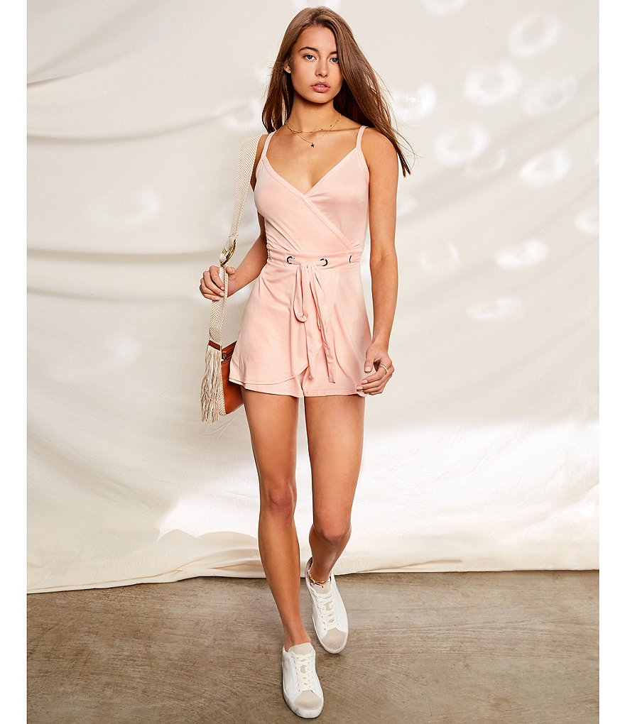 Stilletto's Grommet Faux Wrap Romper