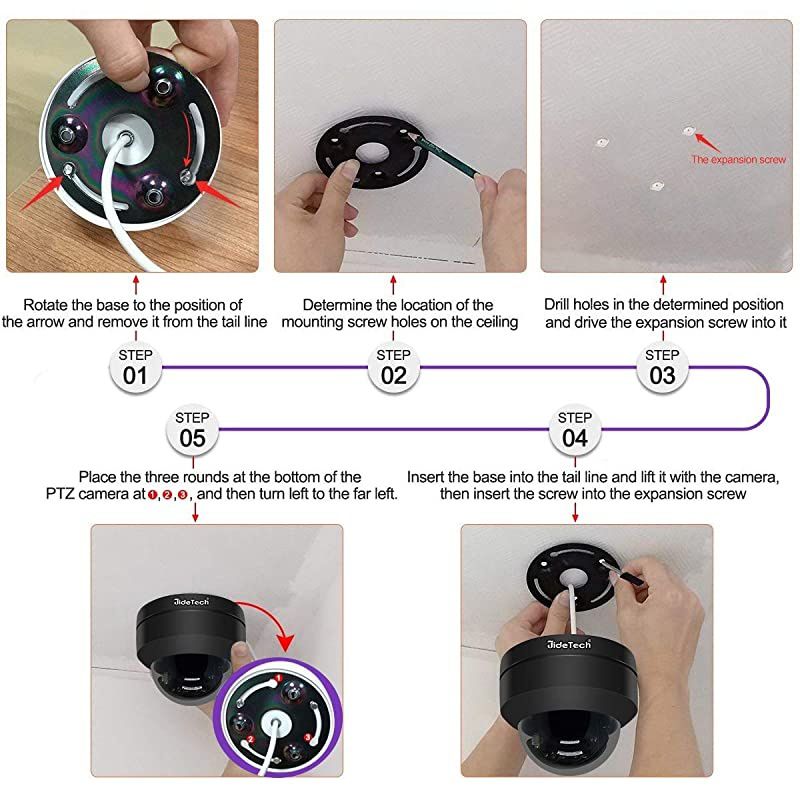 2MP PTZ IP Dome Camera HD 1080P Security Surveillance Camera with 4X Optical Zoom Night Vision