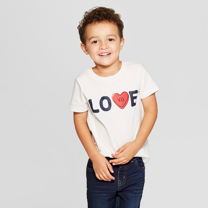 Toddler Boys' Love Short Sleeve T-Shirt - Cat & Jack™ Cream 12M