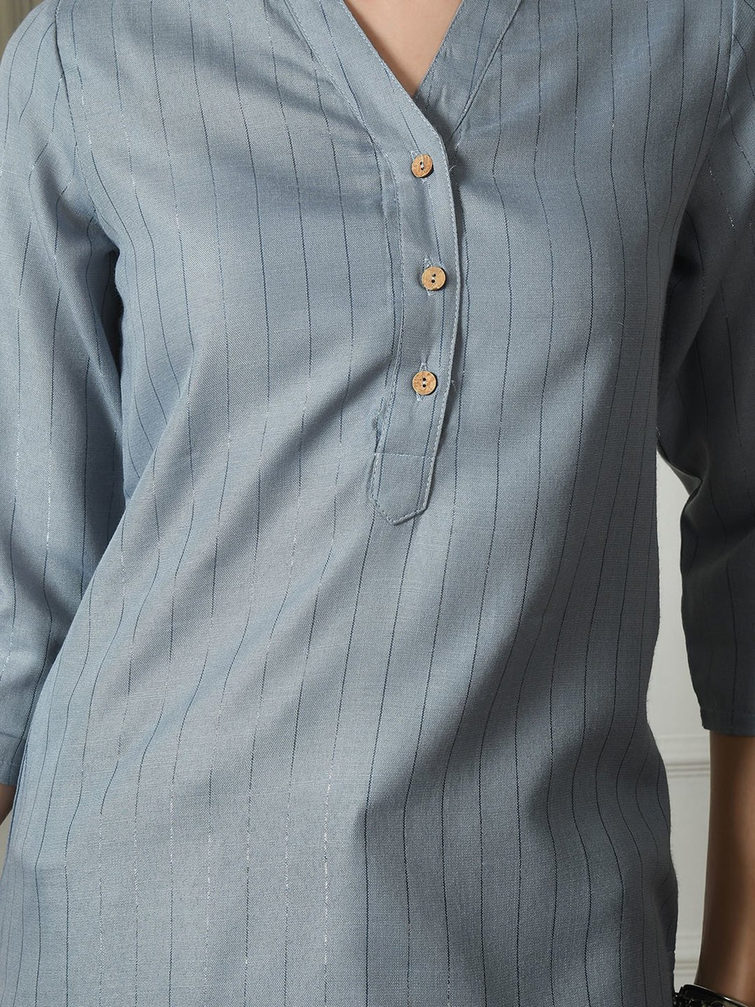 DECKEDUP Blue Cotton Striped Tunic