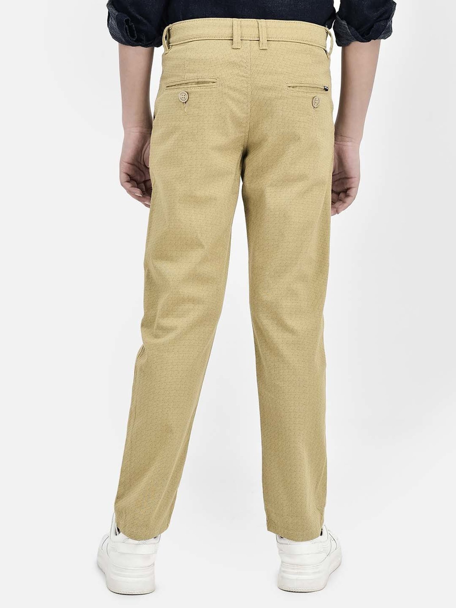 Crimsoune Club Boys Beige Cotton Printed Trousers
