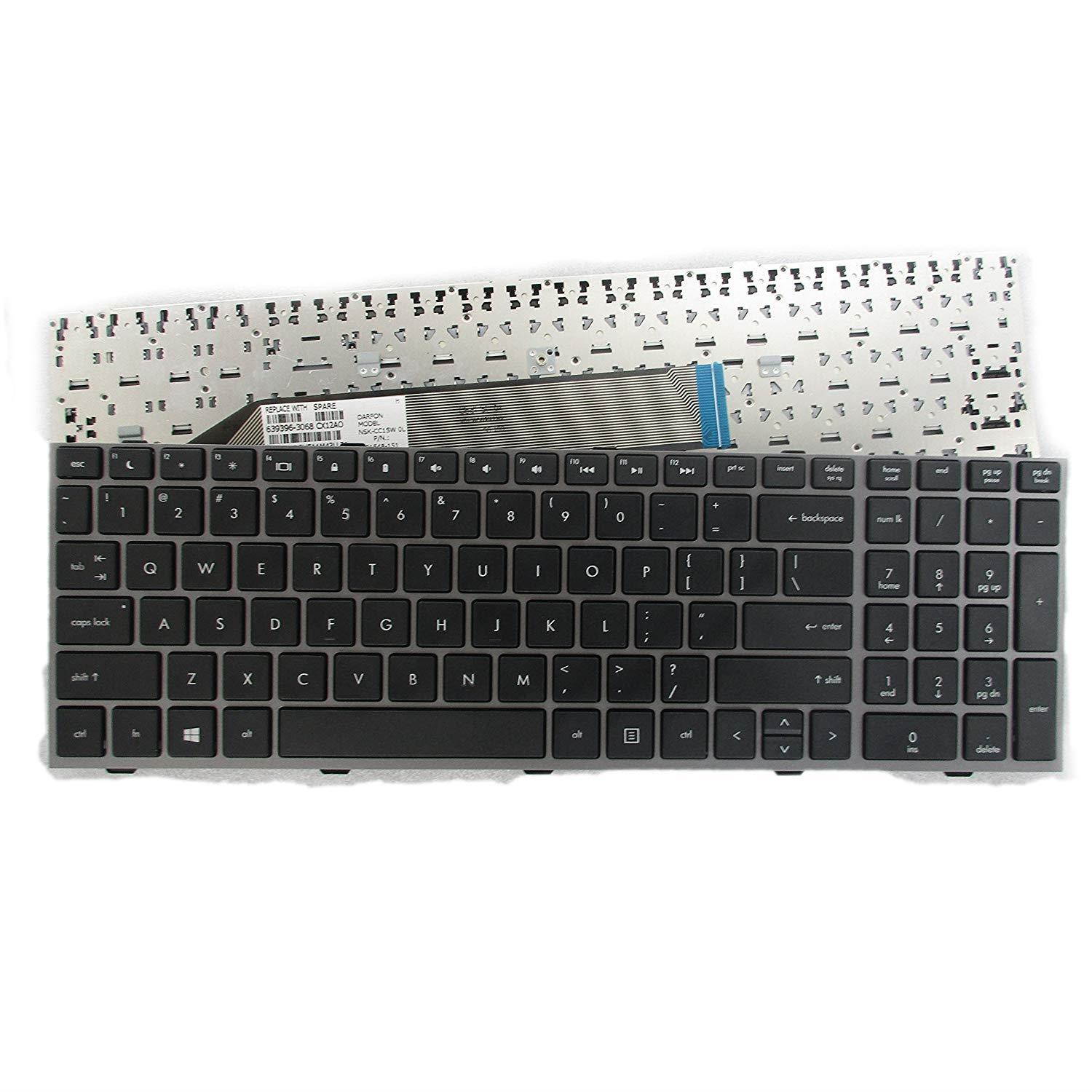 SUNMALL New Laptop Keyboard with Frame for HP ProBook 4540s 4540 4545s Series Compatible with Part Number 702237-001 683491-001 701485-001 Grey Frame US Layout