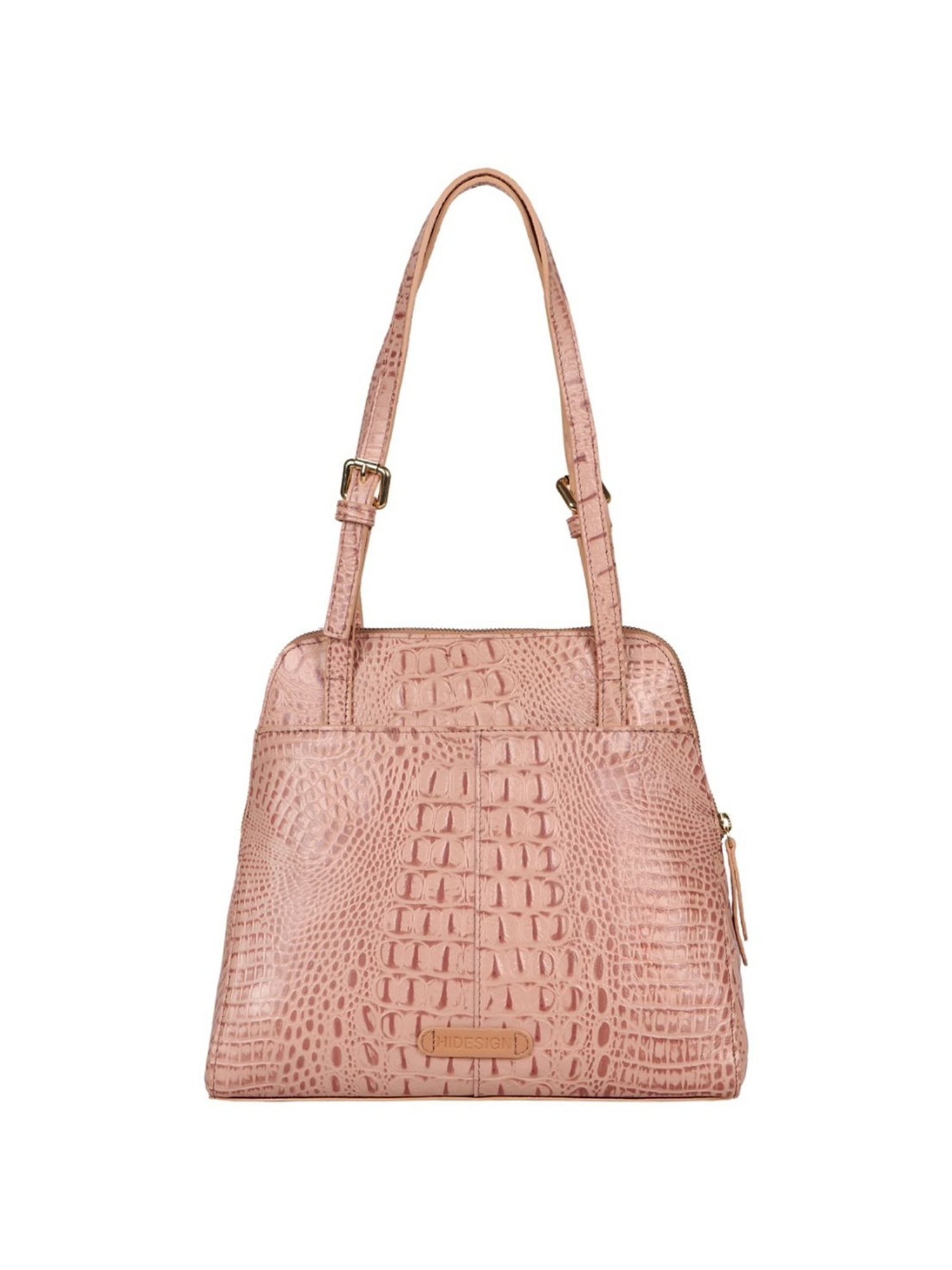 Hidesign Pink Textured Medium Shoulder Handbag
