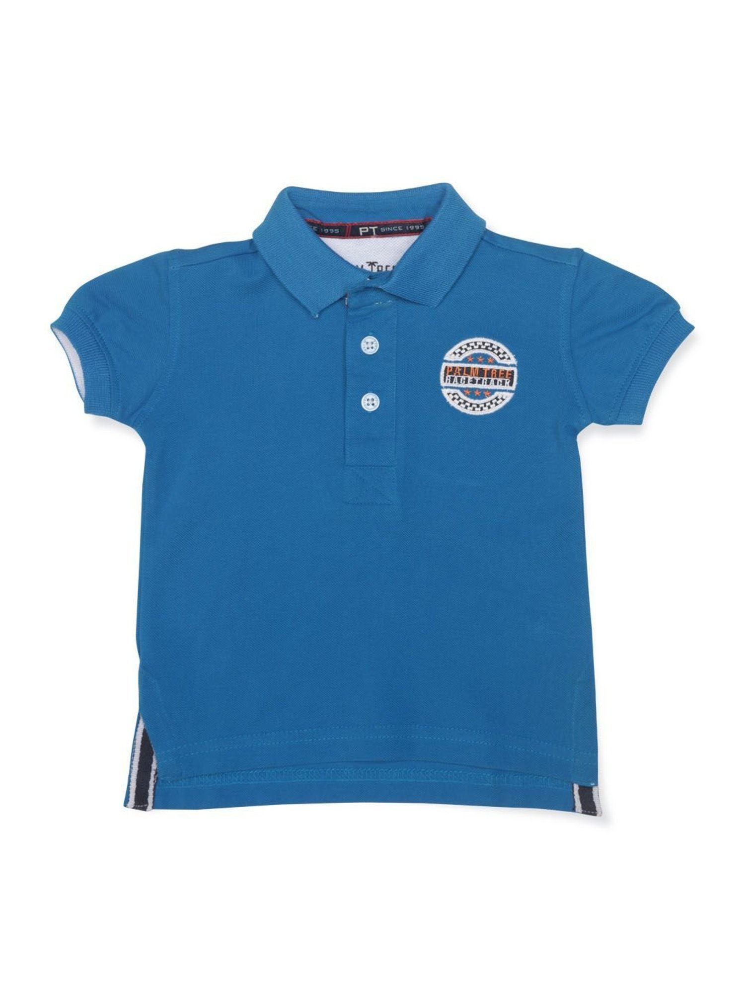 Palm Tree Kids Blue Solid Polo T-Shirt