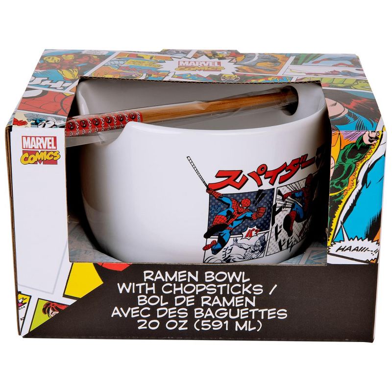 Silver Buffalo Marvel Spider-Man 20 Ounce Ceramic Ramen Bowl w/ Chopsticks