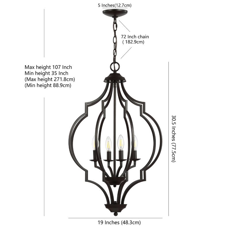 19" Adjustable Iron Selema Ogee Lantern LED Pendant Bronze - Jonathan Y