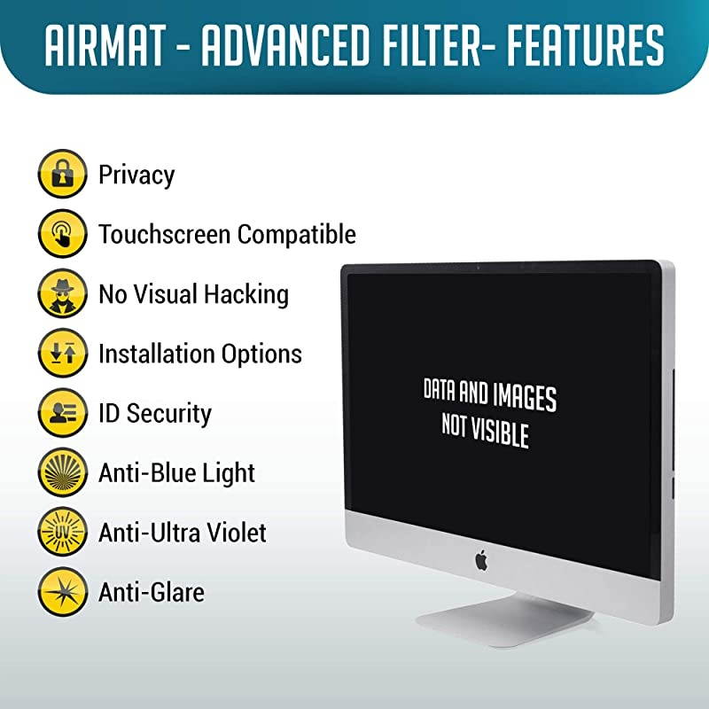 19 inch Computer Privacy Screen Filter for Widescreen Computer Monitor - 16:10 Aspect Ratio - Premium - Reversible Anti-Glare Protector - Privacy for Data Confidentiality by