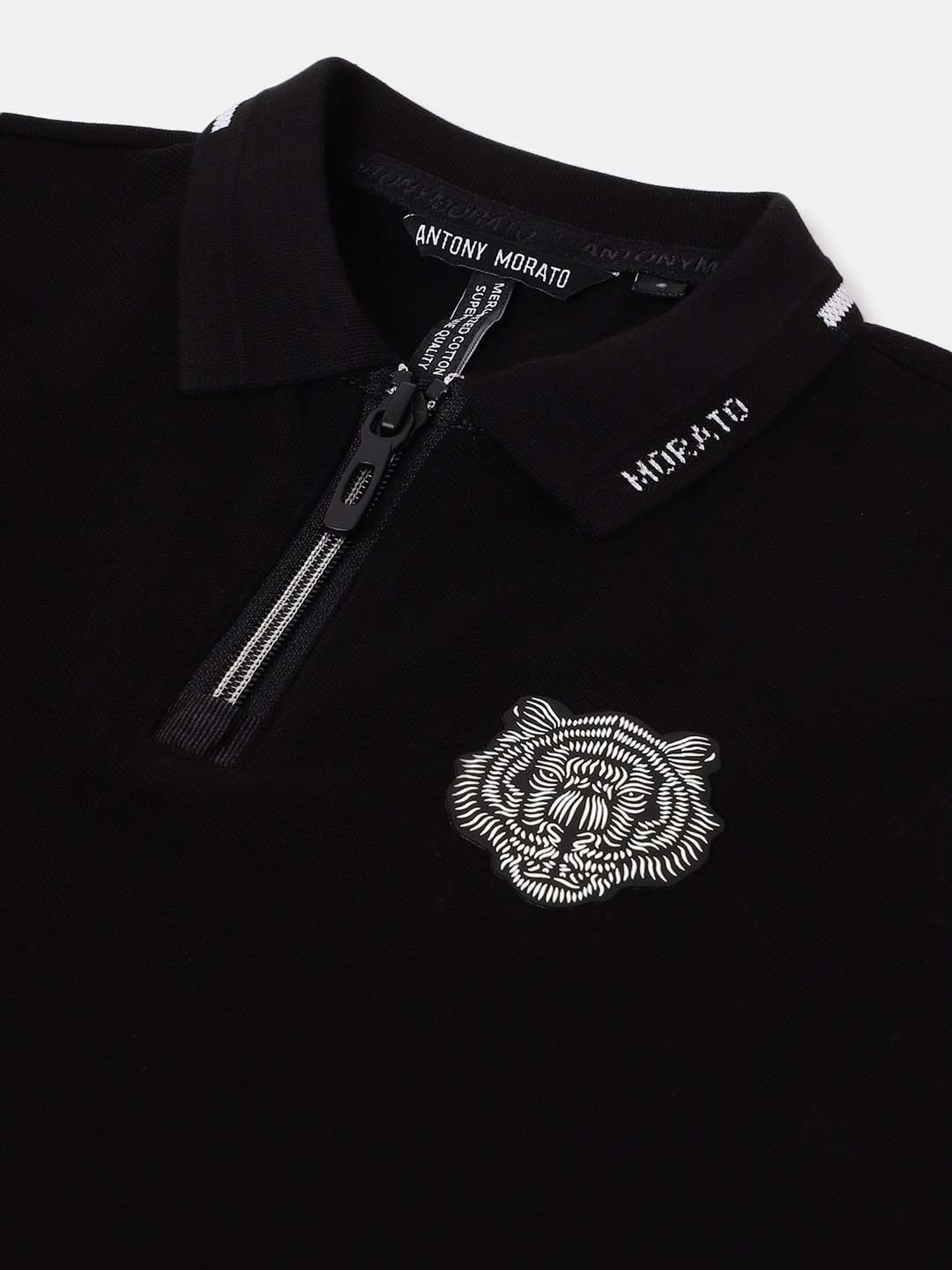 Antony Morato Kids Black Cotton Logo Polo T-Shirt