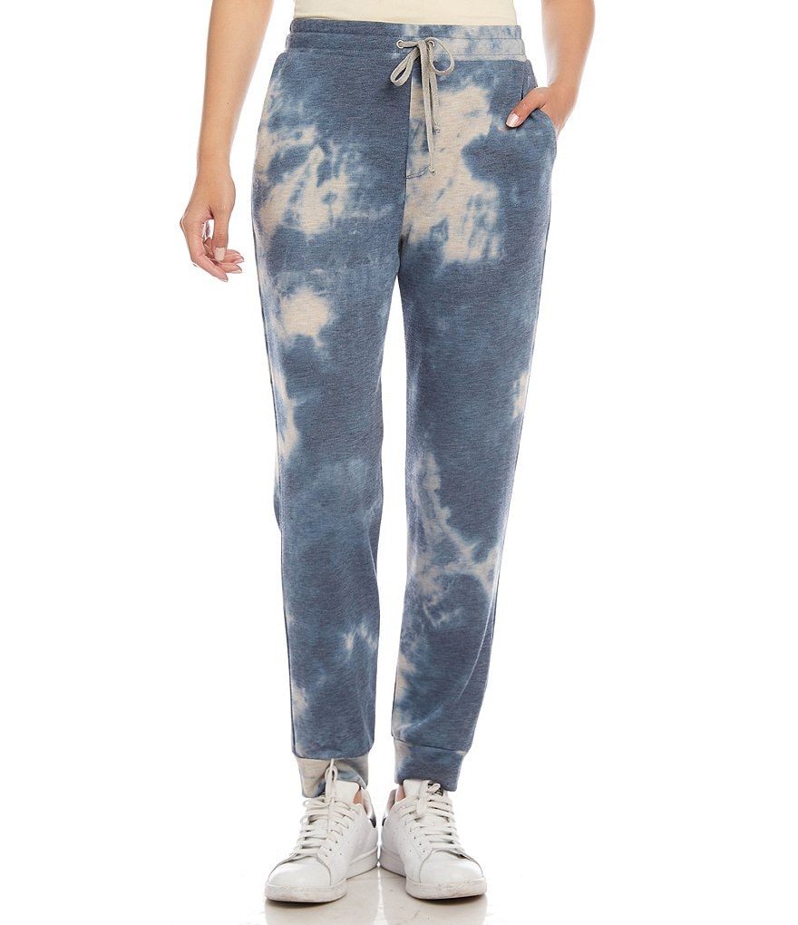 Karen Kane Cloudy Tie-Dye Fleece Pull-On Drawstring Sweatpants