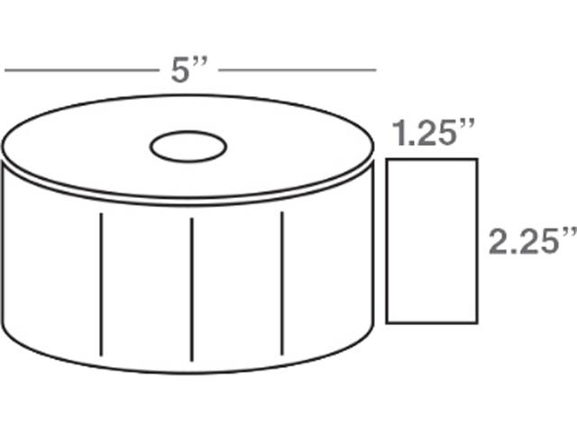 Wasp 633808402525 Thermal Transfer Labels, 2.25" x 1.25", 5"OD, 1900 Labels/Roll - 1 Case (4 Rolls)