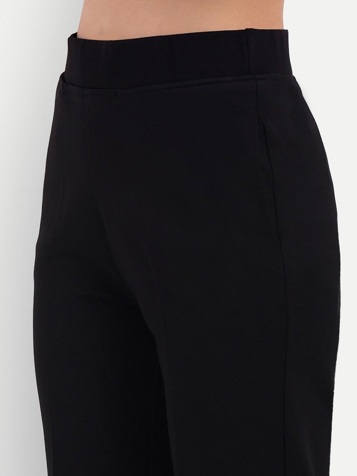 Crozo By Cantabil Black Checks Regular Fit Mid Rise Trousers