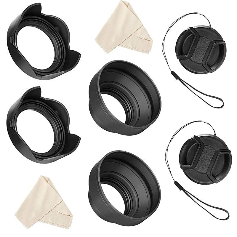 55mm and 58mm Lens Hood Set Compatible with Nikon D3400 D3500 D5300 D5500 D5600 D7500 DSLR Camera with AF-P DX NIKKOR 18-55mm f/3.5-5.6G VR, AF-P DX NIKKOR 70-300mm f/4.5-6.3G ED Lenses