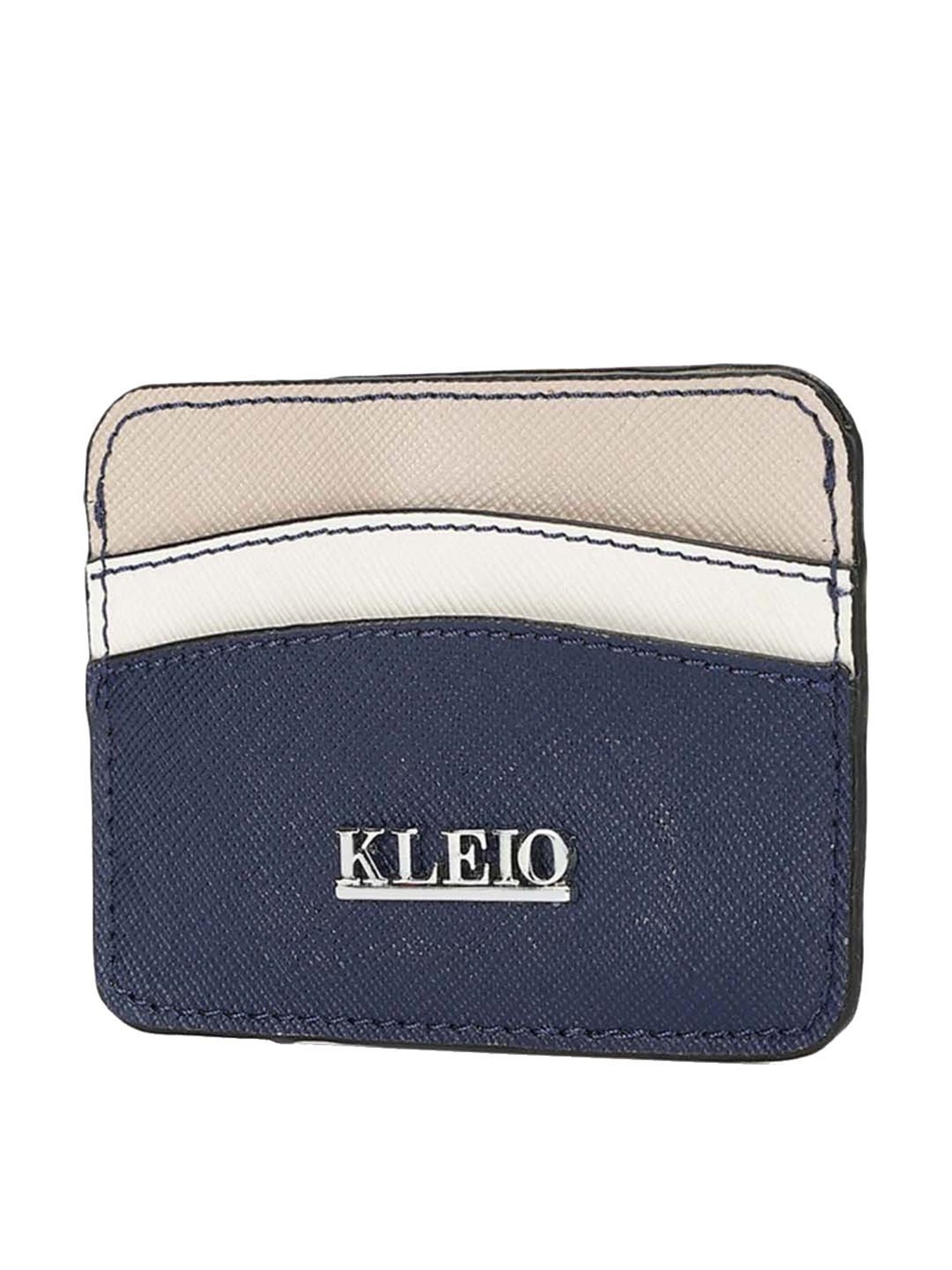 KLEIO Blue & Cream Solid Card Holder