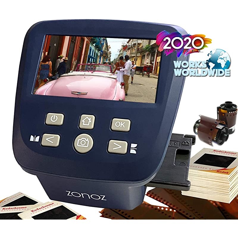 FS-Five Digital Film & Slide Scanner - Converts 35mm, 126, 110, Super 8 & 8mm Film Negatives & Slides to JPEG - Includes Large Bright 5-Inch LCD, Easy-Load Film Inserts Adapters