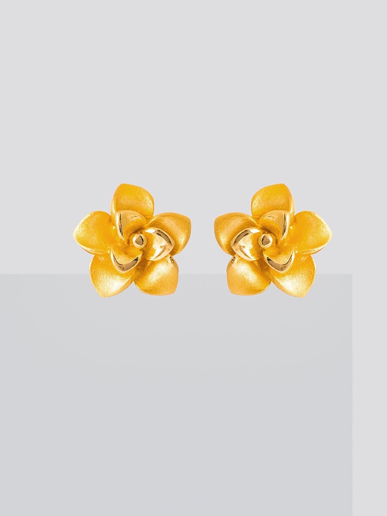P.N.Gadgil Jewellers 22k Yellow Gold Opulen Bloom Stud Earrings