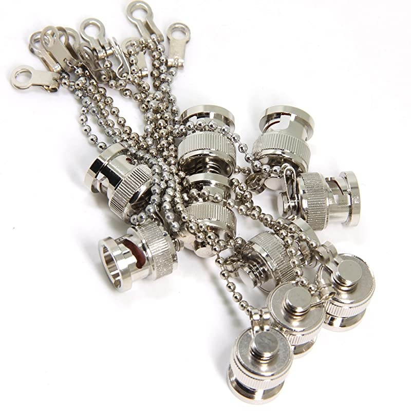 10Pack BNC Female Protective Water Dust Cap Cover with Chain for RF Coaxial Adapter