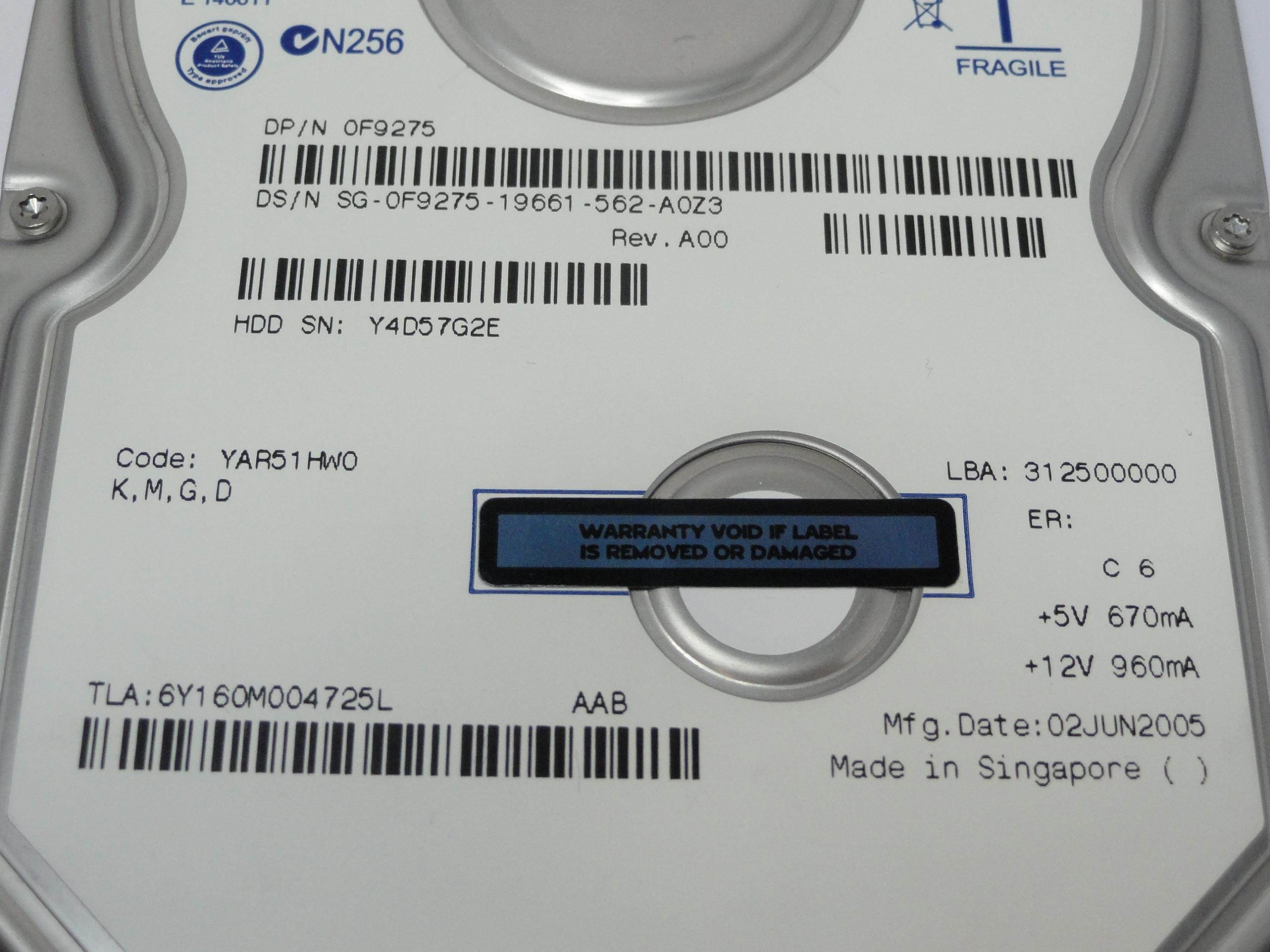 Maxtor 6Y160M0 DiamondMax Plus 9 160 GB Hard Drive - 3.5" Internal - SATA (SATA/150)