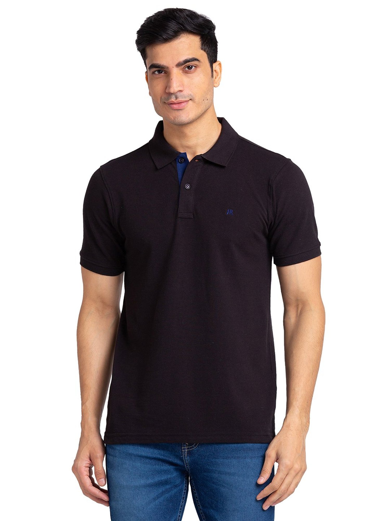 Raymond Black Regular Fit Polo T-Shirt