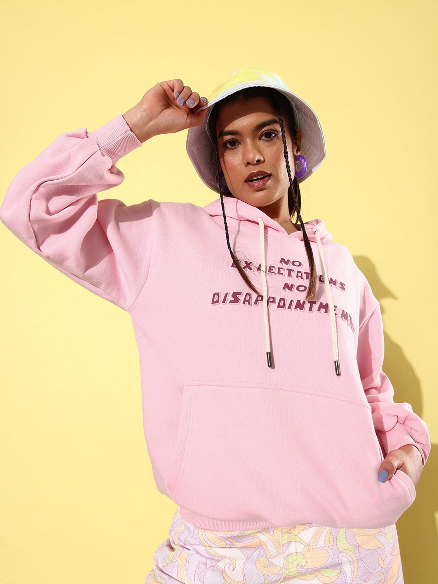 Difference of Opinion Pink Fleece Graphic Print Oversized Sweatshirt