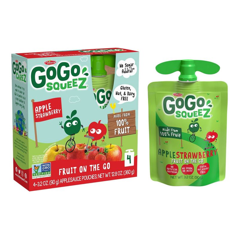 GoGo squeeZ Applesauce, Apple Strawberry - 3.2oz/4ct