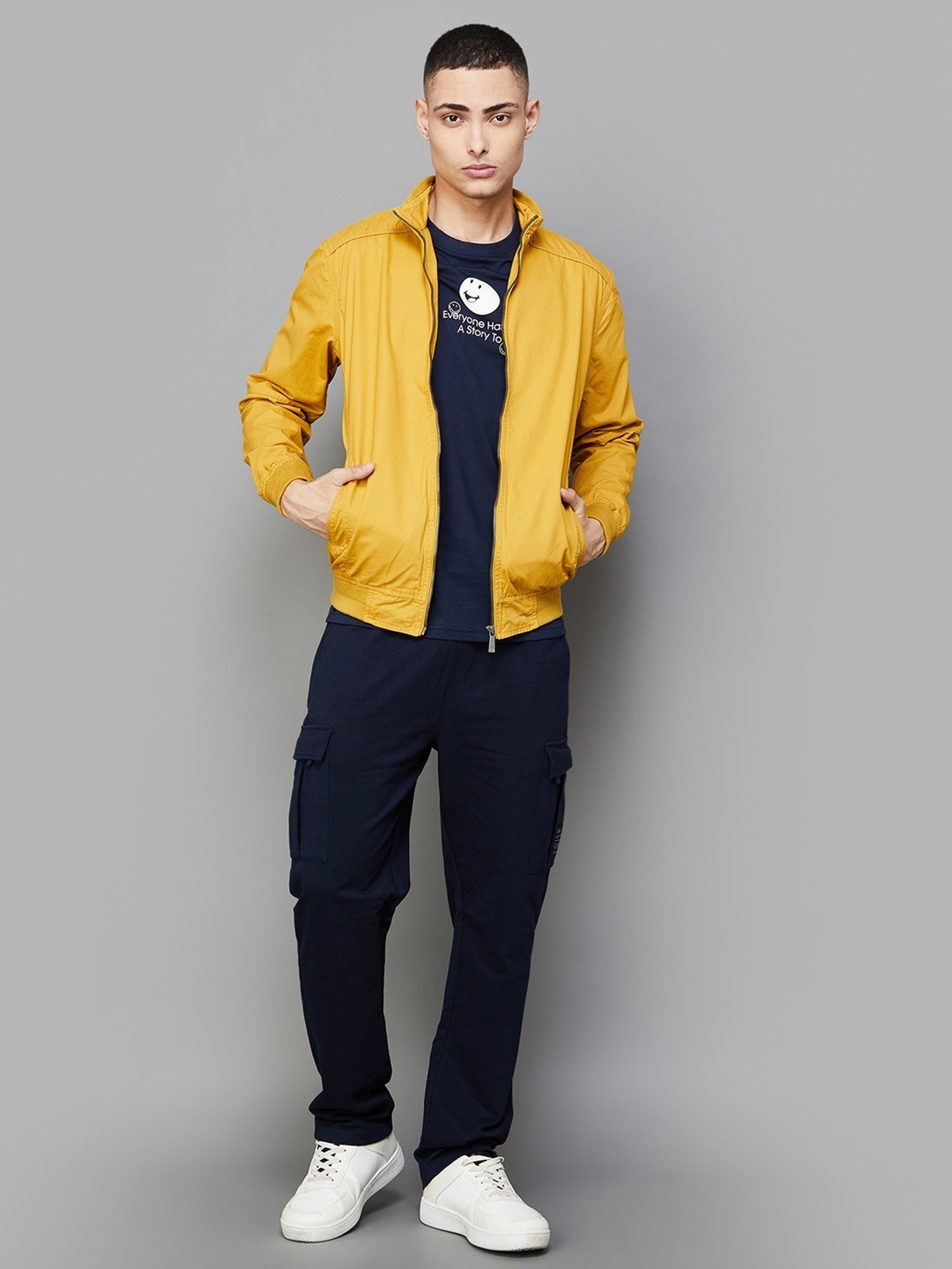 Bossini Yellow Cotton Regular Fit Jacket