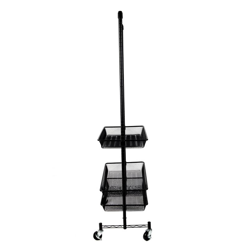 Mind Reader Heavy Duty Clothing Garment Rack, 3 Baskets, Black