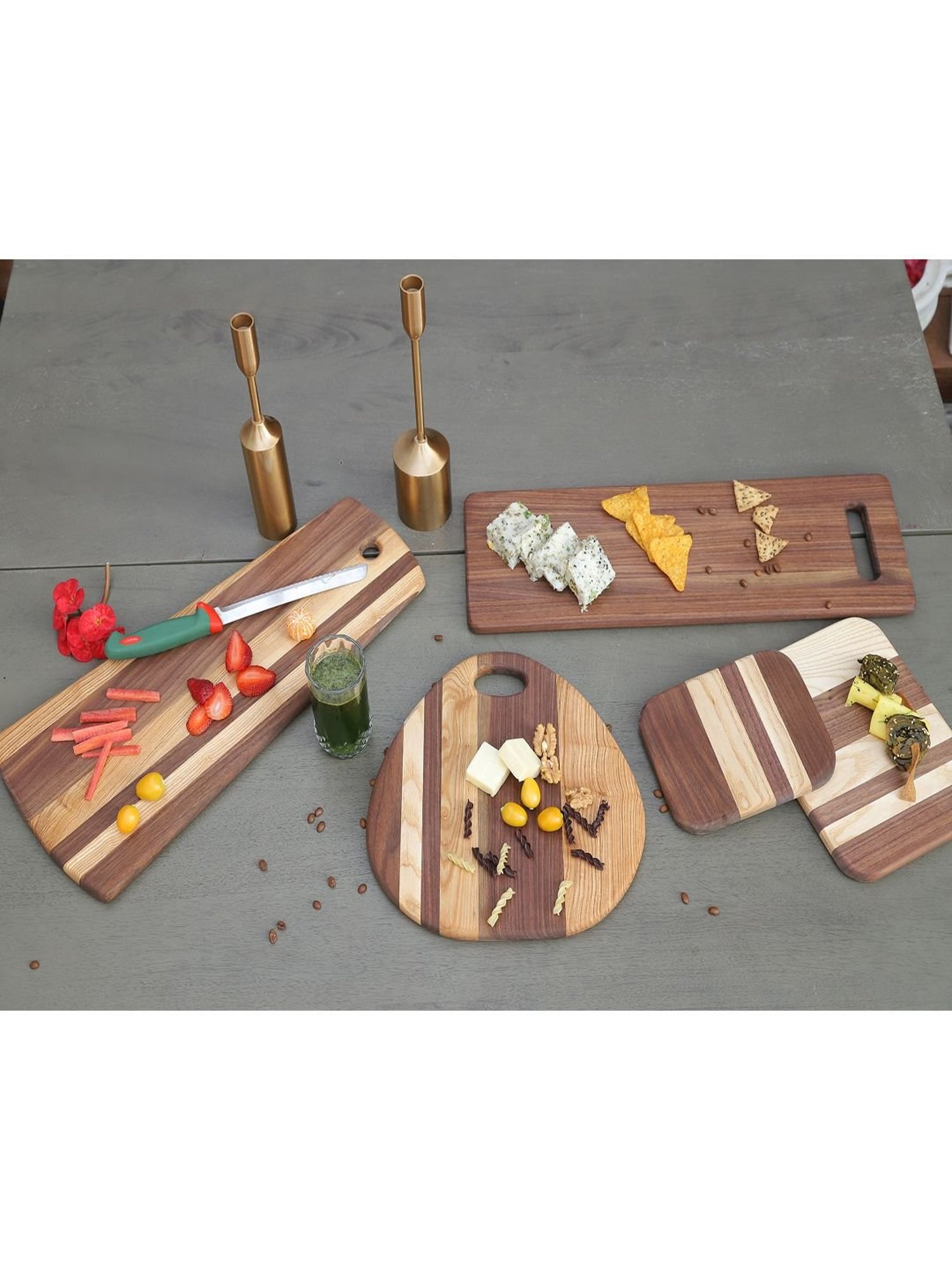 ICRAFT Majestic Cream & Brown Ash Wood Platter - Set of 1